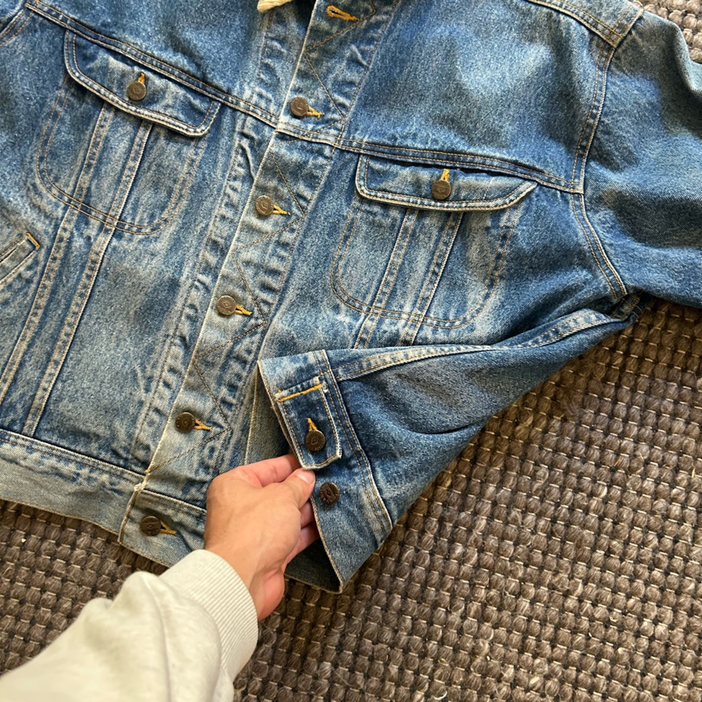 Vintage Faded & Distressed Denim Blue Jacket - Picture 10 of 12
